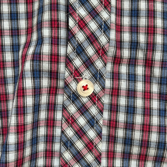 BEN SHERMAN age 4-5 blue and red plaid button down shirt with pocket - Picture 13 of 16